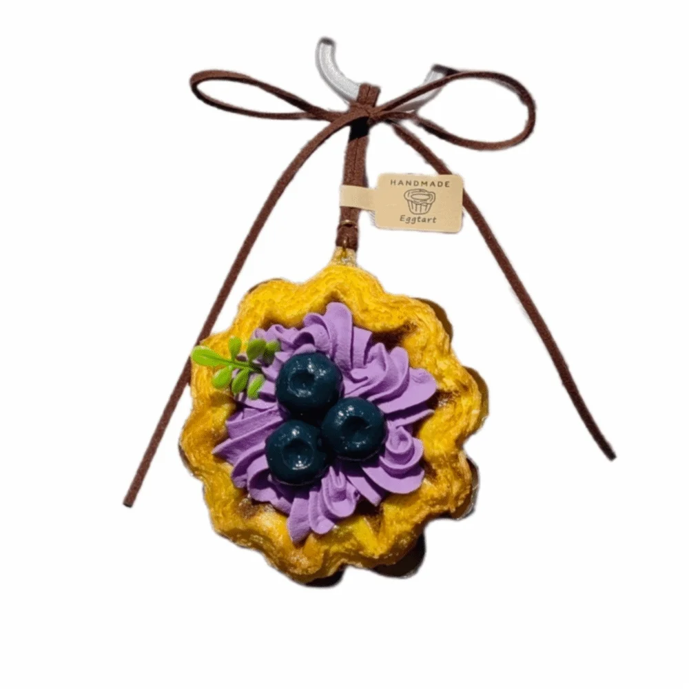 Simulation Food Egg Tart Keychain Sunflower Miniature Dessert Egg Tart Model Keyring Puff Pastry Shape Creative Egg Tart Pendant