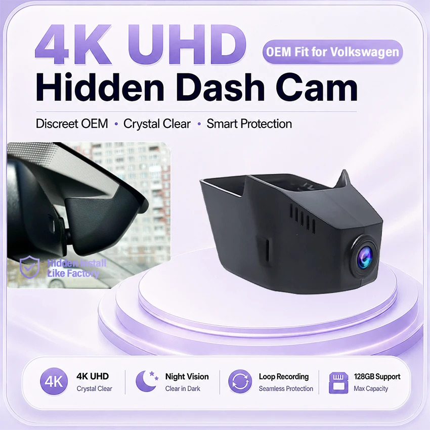 4K Dash Cam Front Rear 2160P WiFi Dual Camera Dashcam APP Control Easy Install Plug Play Compatible for Seat Tarraco 2019-2025