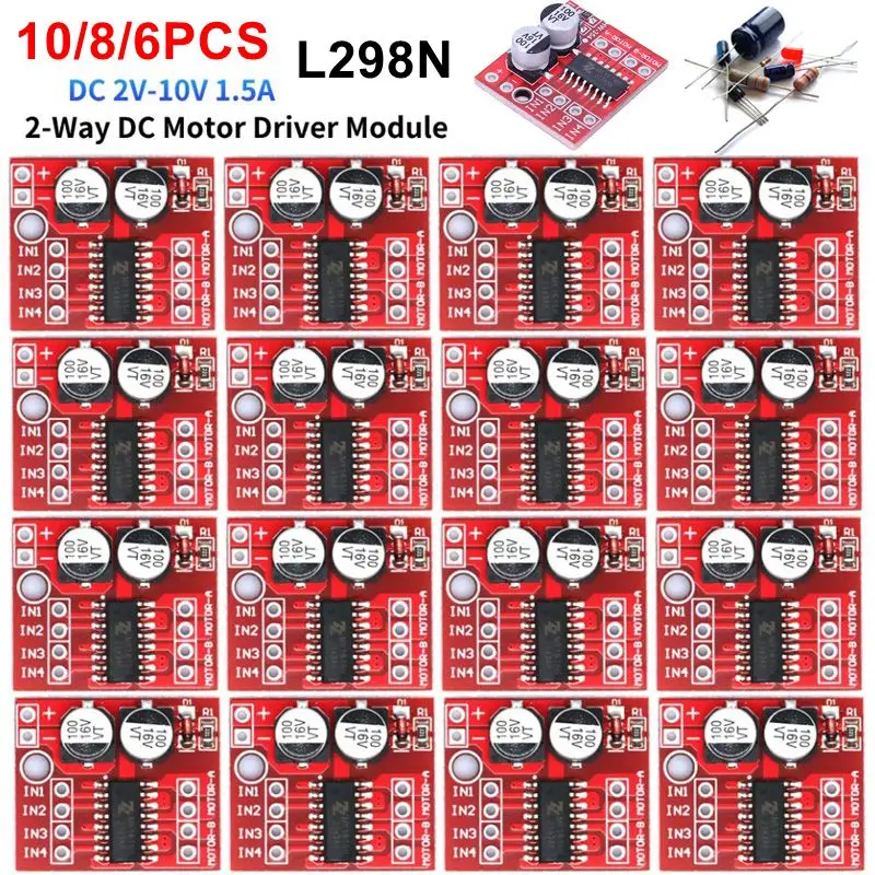 L298N Motor Driver Controller Board Dual H Bridge Mini Dual Stepper Motor Drive Module Reversing PWM Speed Electronic Components