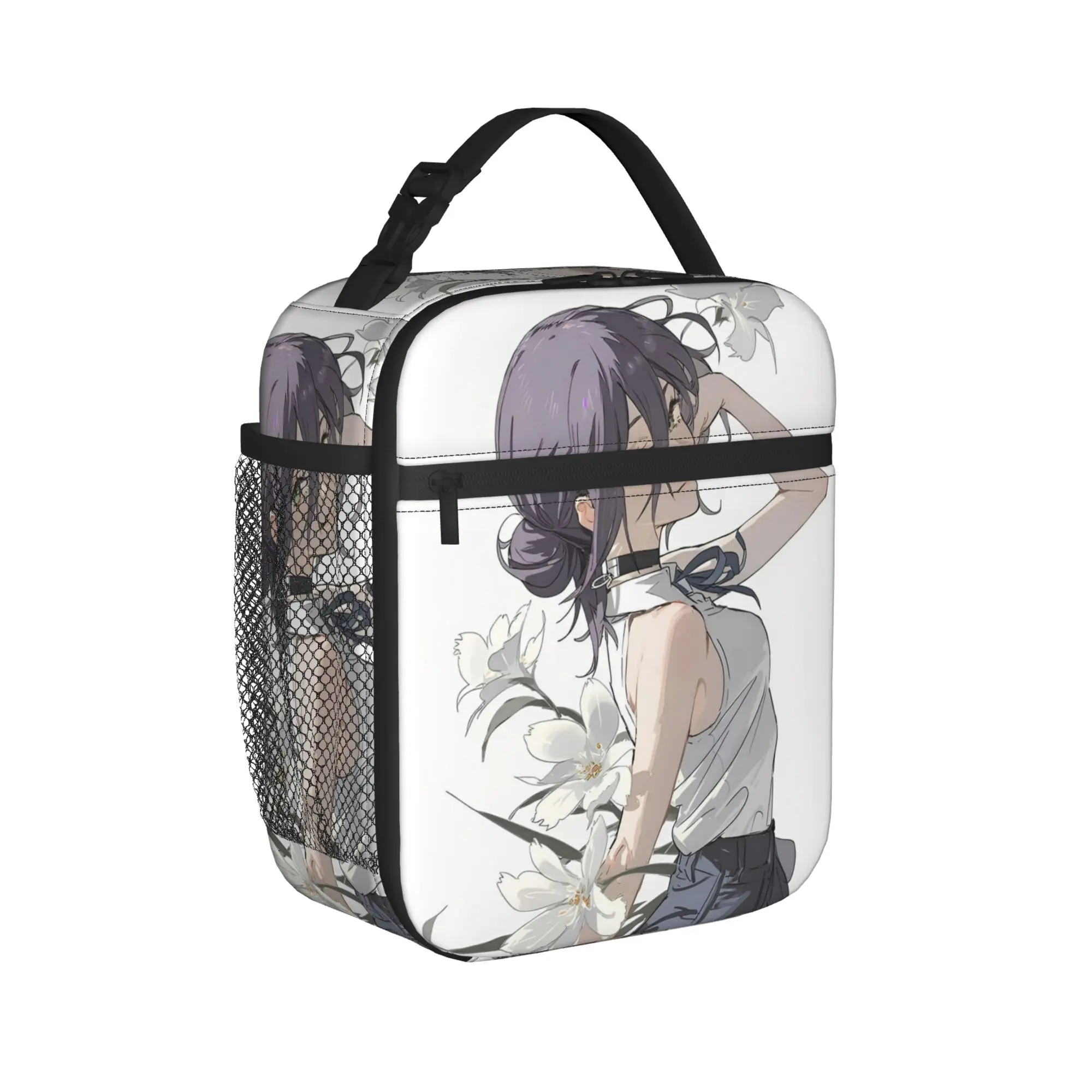 C-Chainsaws Man Reze Insulated Lunch Bag Leakproof Anime Meal Container Cooler Bag Tote Lunch Box Office Picnic Food Storage Bag