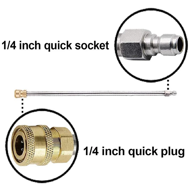 Pressure Washer Extension Rod, 17-Inch Stainless Steel 1/4 Inch Quick-Connect Electric Washer Nozzle, 6 Pieces