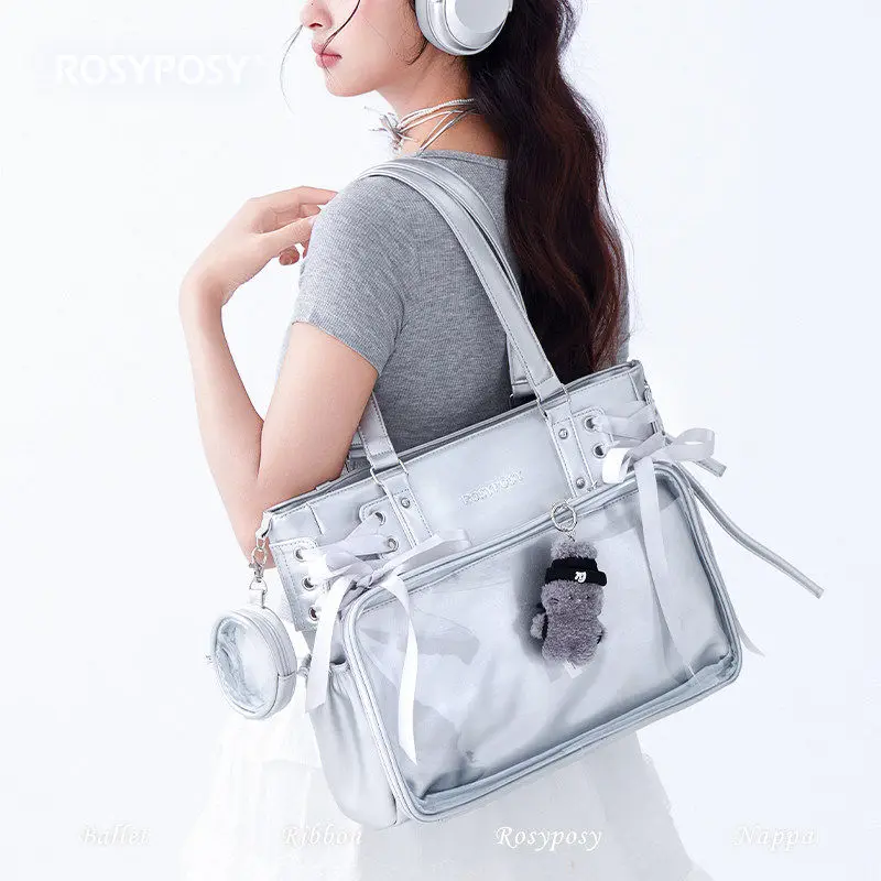 Bandage Bow Ita Bag High Capacity Underarm Sac Femme Sweet Girl Transparent Bolsos Mujer Shoulder Bags for Woman Square Bolso