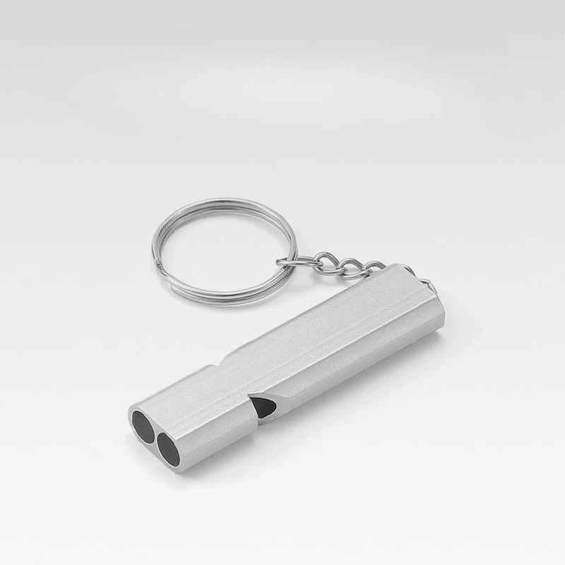 Double Hole ความถี่สูงกลางแจ้ง Survival Whistle นกหวีดกู้ภัยฉุกเฉินความถี่สูงอลูมิเนียมกู้ภัย-นกหวีด