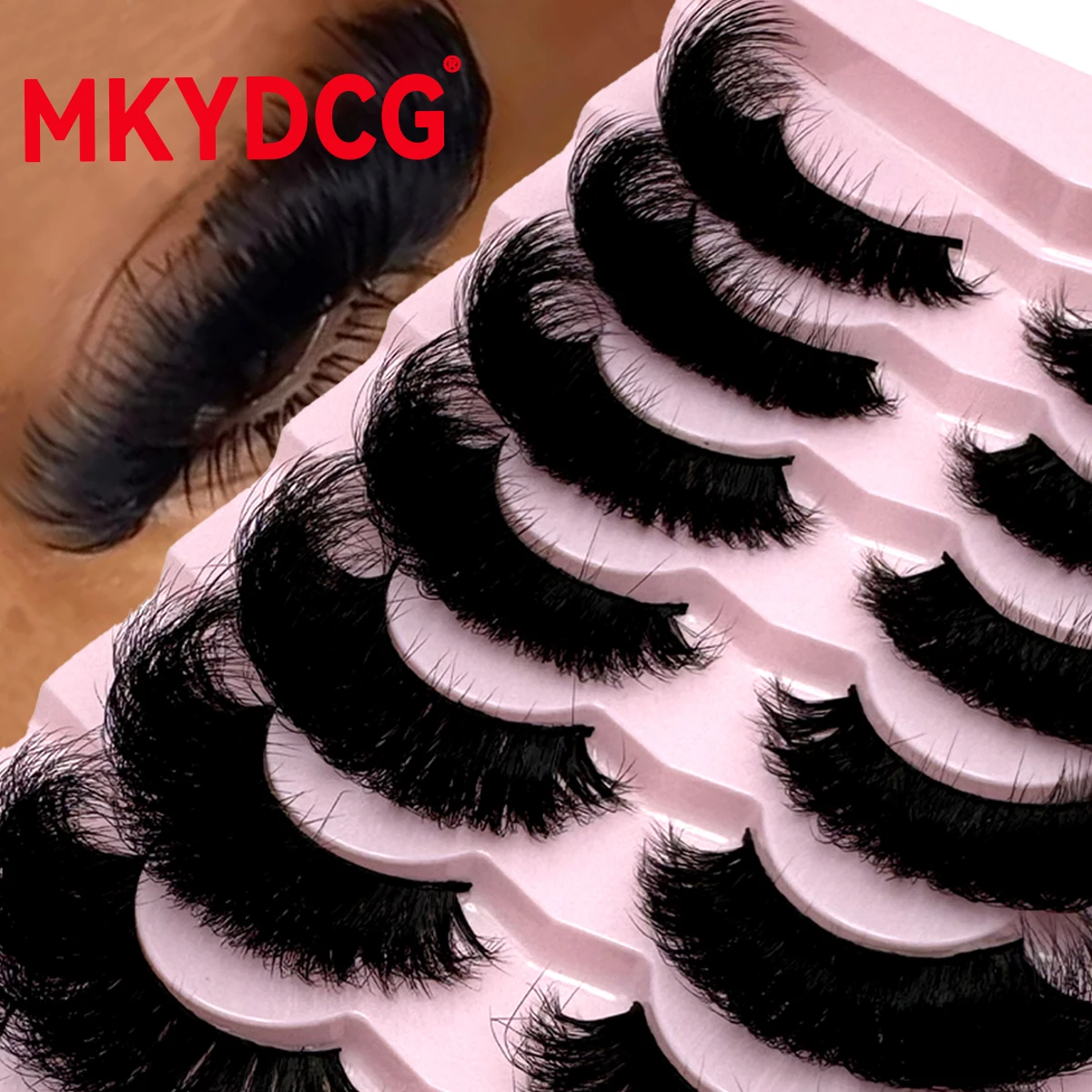 MKYDCG New 8pairs Lashes 3D Mink Eyelashes Thick 8D Fluffy Soft Eyelash Extension Natural False Eyelashes Makeup Mink Eye Lashes
