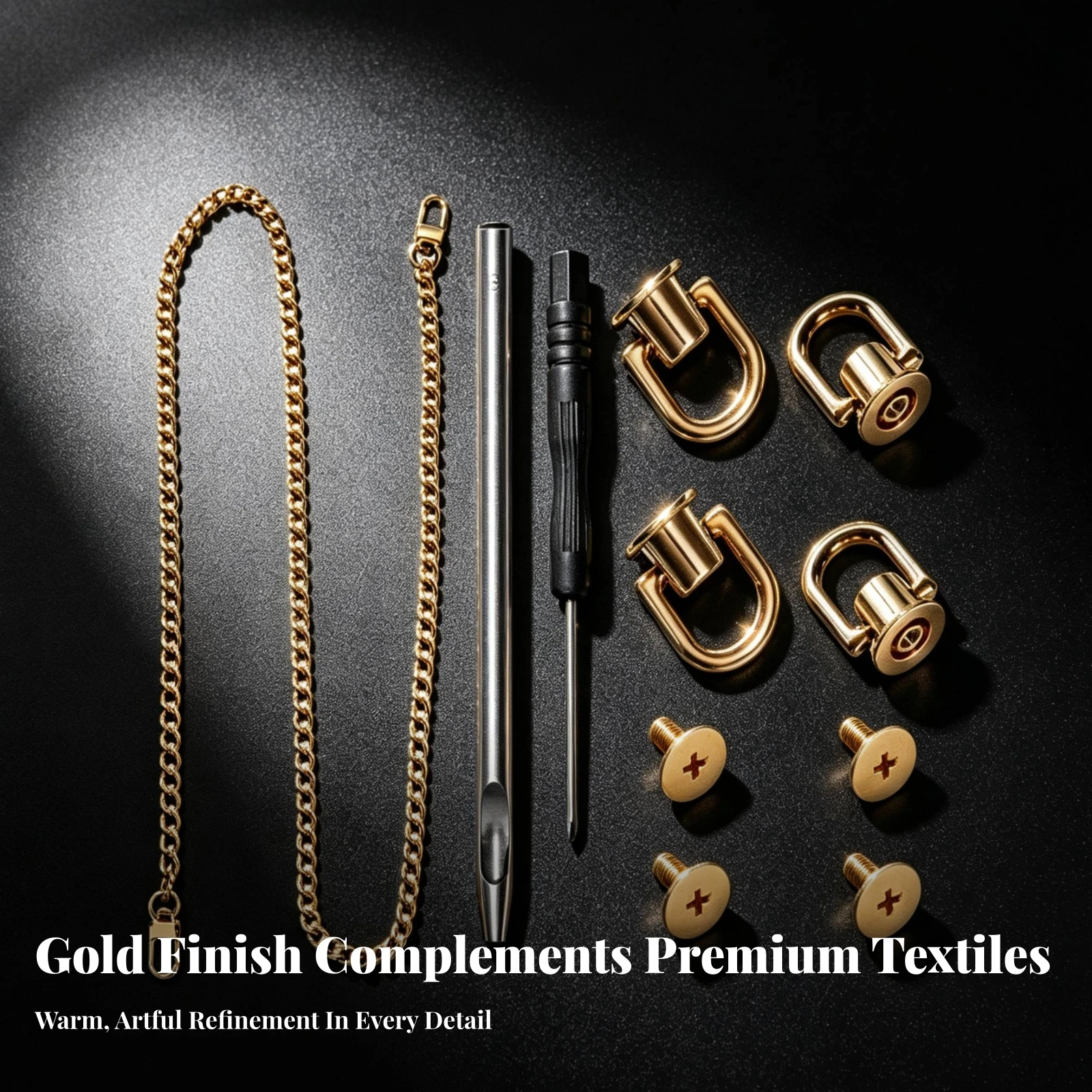 Handbag Hardware Kit Gold-Tone Purse Repair Kit Fastener Polished Fitting Long-Lasting for DIYers, Strap Upgrade, Leathercraft
