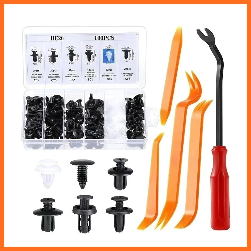 

Car Body Push Retainer Pin Rivet Bumper Door Trim Panel Fastener Kit Car Clips Auto Fastener Clip Mixed 100pcs