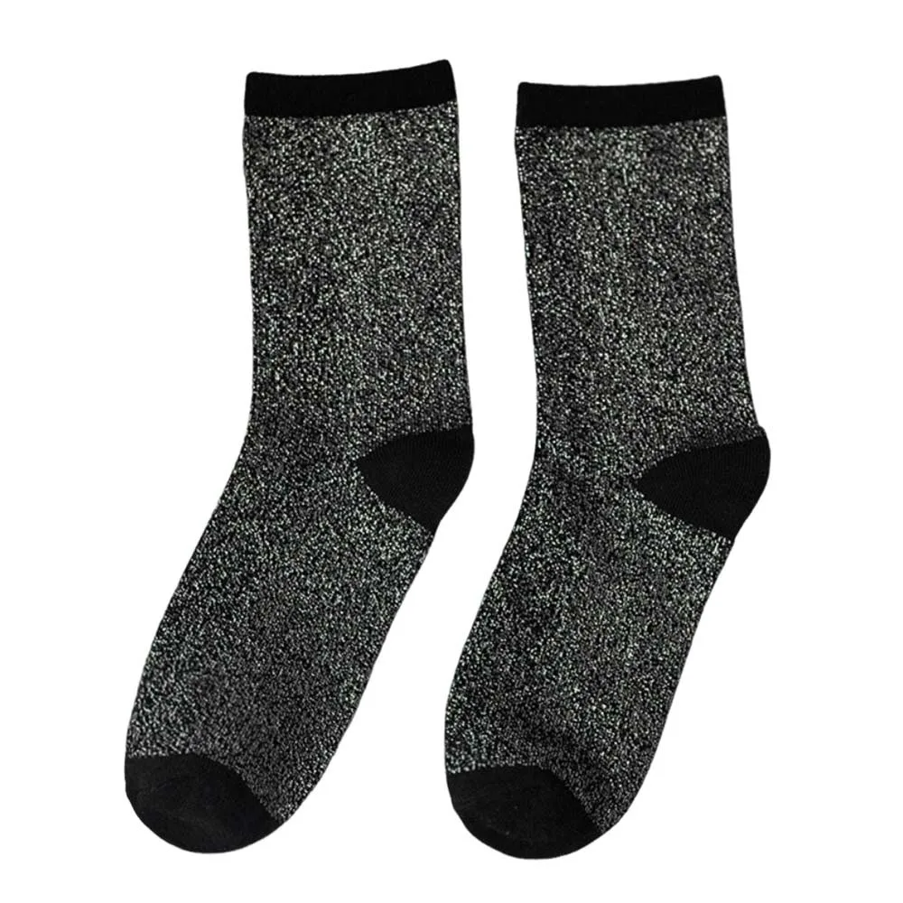 Calcetines de mujer con hilo metálico de alta calidad, calcetines elásticos brillantes, calcetines deportivos coloridos transpirables para uso diario