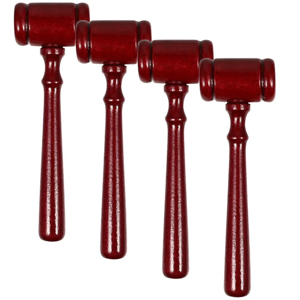 4Pcs Polished Wooden Judge Hammer Set Courtroom Auction Tool Executive Gift Portable Compact Design Clear Loud Knocking Sound
