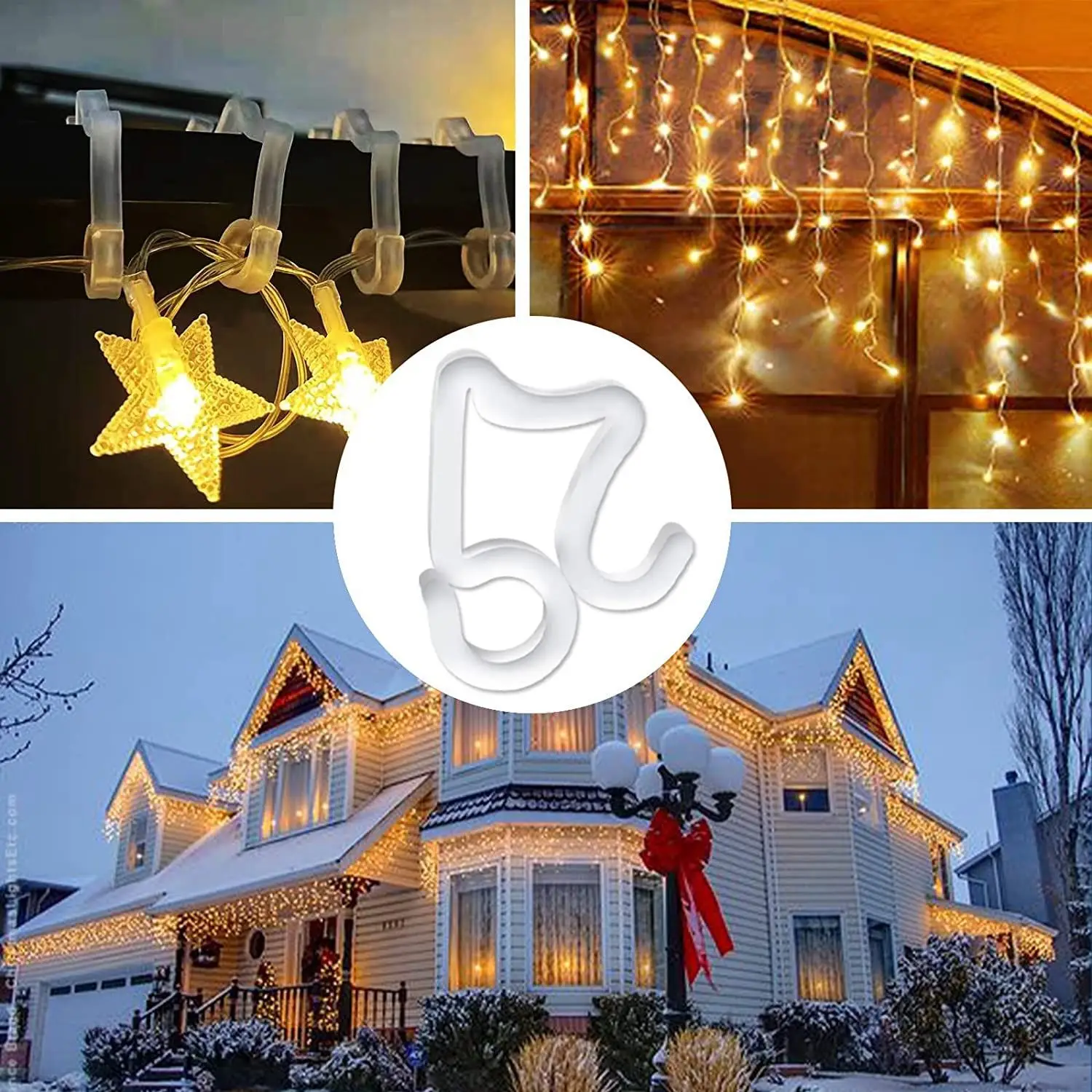 Christmas Light Clips Outdoor, 100 Pack Holiday Light Clips, for Outside String Lights Hanging Roof Icicle Lights SQ