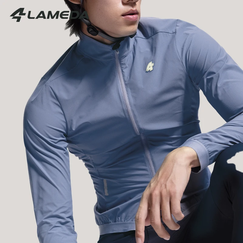 LAMEDA Men's Cycling Jacket Lightweight Windproof & Waterproof Road Bike Rain Jacket With 3 Pockets Double-ended Zipper