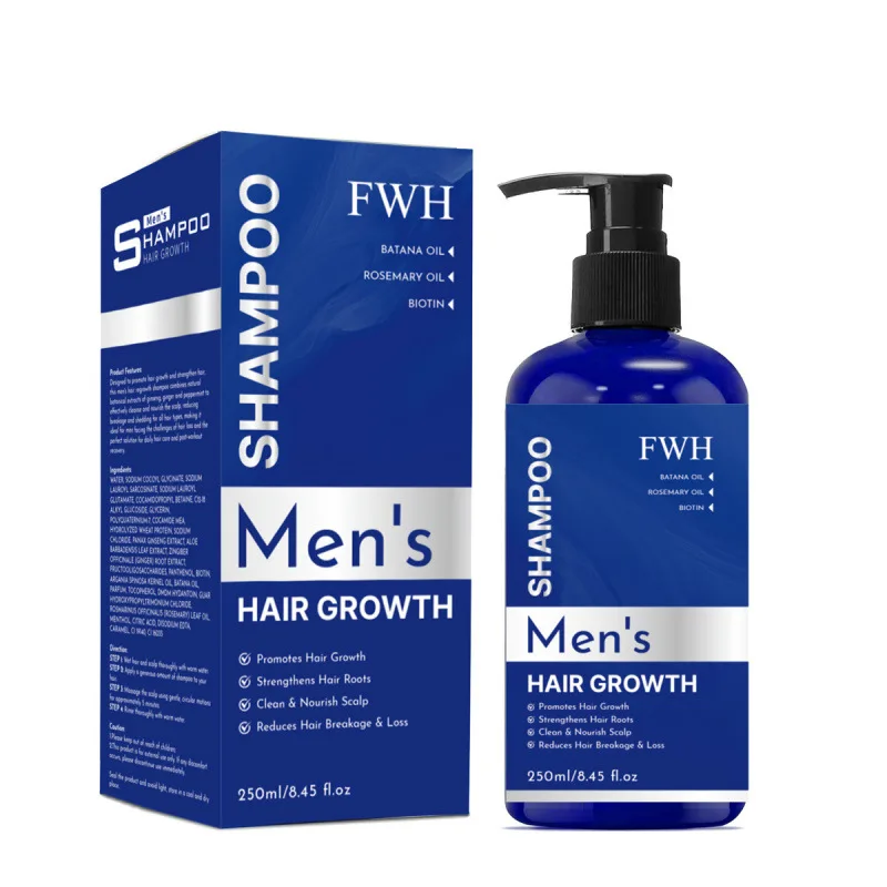 Men Hair Growth Shampoo 250ML with Biotin Rosemary Essential Oil for Thickening and Cleaning