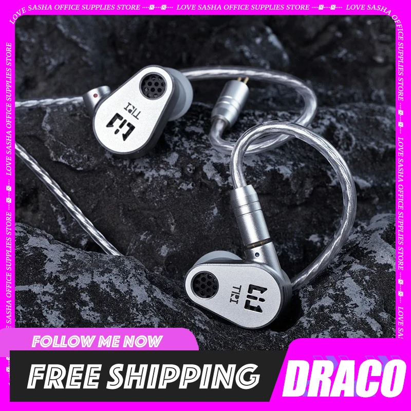 

TRI DRACO Earbuds Open-Back Enclosure Dual Dynamic Driver 2pin Cable Wired Earphones 3.5mm Stereo Plug For Singer Musicians