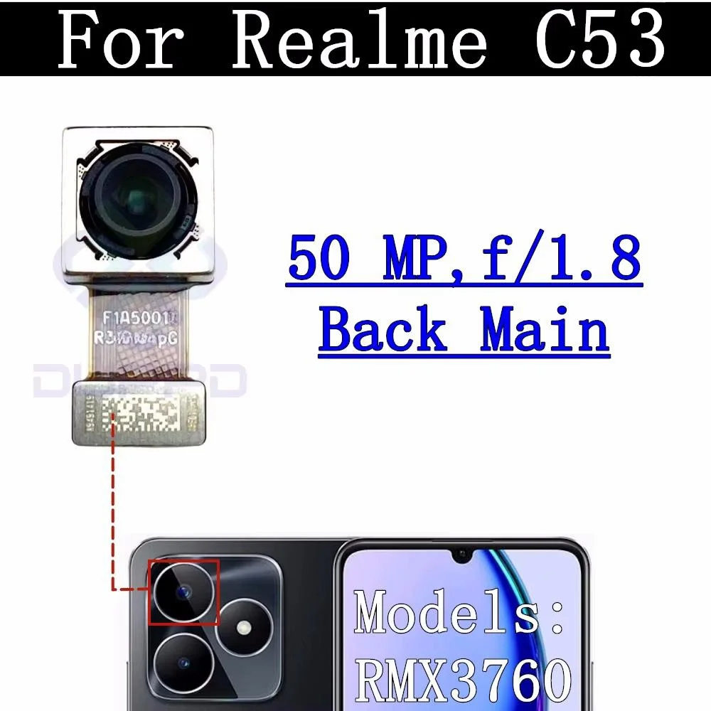 Rear Camera Module For Realme C55 C53 Backside View Main Facing Back Camera Flex Repair Spare Parts