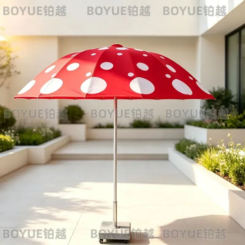 Fringed Outdoor Parasol for Garden Terrace Patio Poolside Commercial Hotel Courtyard Sunshade Umbrella with Tassels Decor