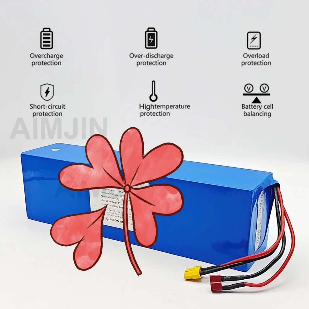 

Для мотоцикла, скутера, велосипеда, двигателя 2000 Вт, аккумулятор 16s4p, аккумулятор 60 В, 15000 мАч, 18650, литиевый с BMS