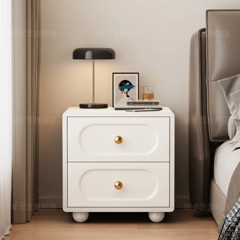 

White Design Bedside Table Luxury Aesthetic Modern Creative Save Space Nightstand Organizer Mesitas De Noche Hotel Furniture