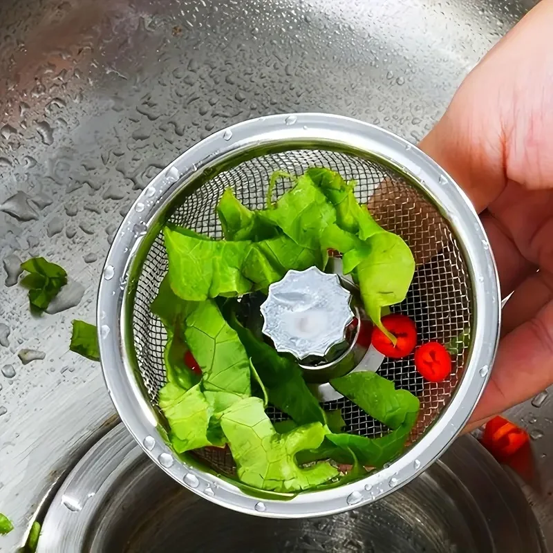 1Pc Stainless Steel Kitchen Sink Strainer Mesh Drain Filter Anti-Clog Waste Residue and Odor Suitable for Bathrooms Washroom