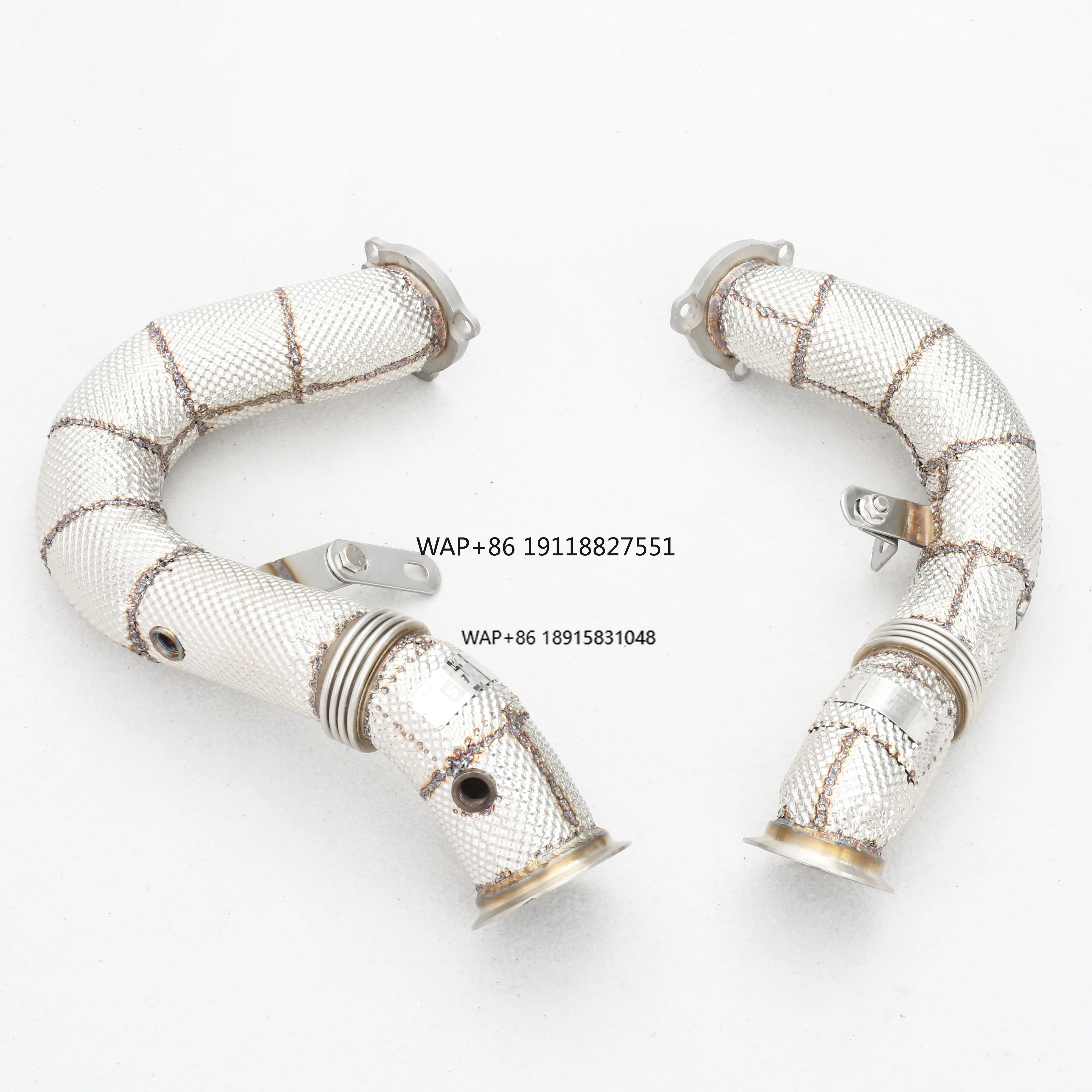 Custom 304 Stainless Steel Race Catless Downpipe with Heatshield Exhaust Pipes for  S 3.0T & Turbo