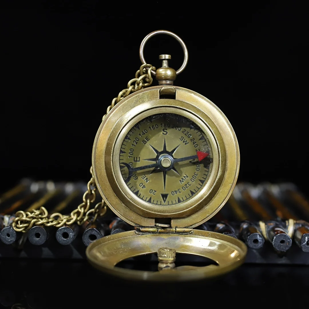 Copper Pocket Watch-Style Compass, 6Cm Long, 4.8Cm Cm Wide