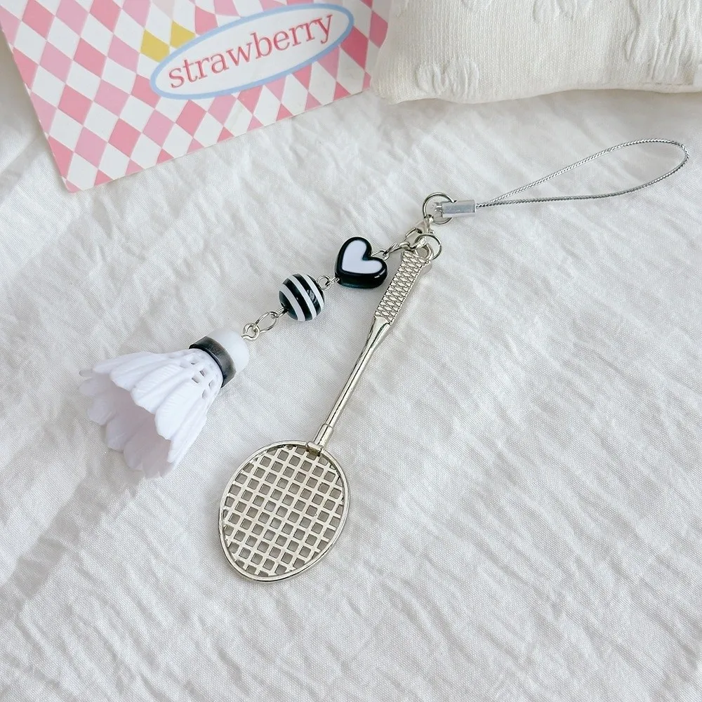 Mini Size Badminton Keychain Exquisite Workmanship Creative Design Badminton Racket Keychain Simple Shape Novelty Shape