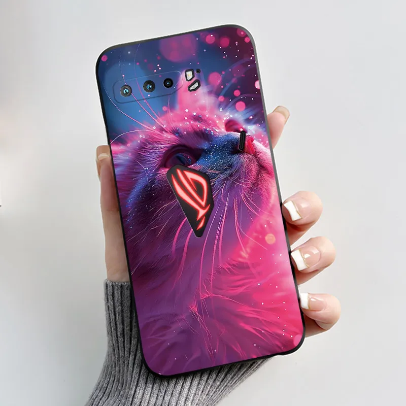 Casing For Asus ROG Phone 3 ZS661KS I003D I003DD Case Aesthetic Fashion Cute Cat Soft Silicone Black TPU Shockproof Back Cover - view 4