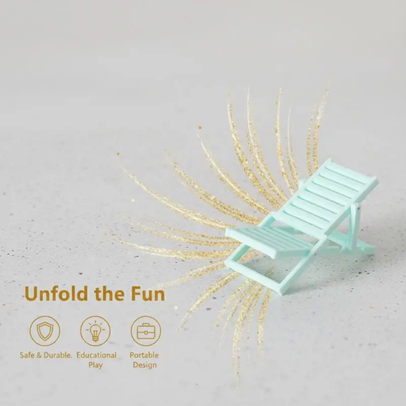1 12 Scale Mini Foldable Beach Chair Wooden Deck Chair Model Dollhouse Furniture for Creative Outdoor Setup