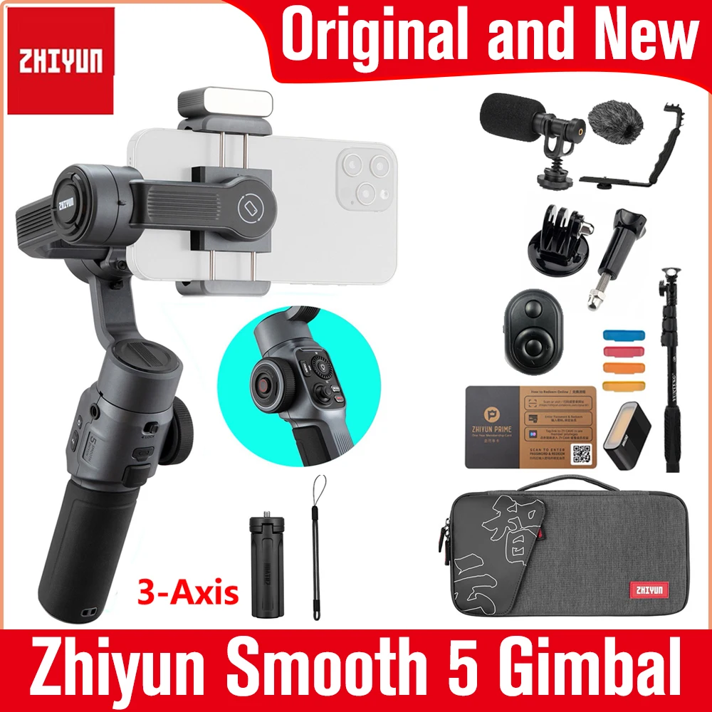 Zhiyun Smooth 5 3-Axis Handheld Gimbal for iPhone 13 12 11 X 8 Samsung Galaxy S8+ S8 S7 Huawei Xiaomi Smartphone PK DJI OM5