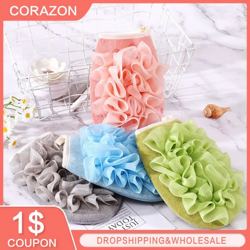 2-in-1 Exfoliating Gloves Body Cleaning Bath Flower Bathroom Shower Ball Body Scrubber Bath Sponge Towel Bathroom Tool