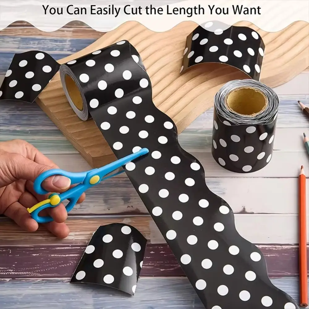 Fashion Colored Poster Border Stickers DIY Waterproof Wavy Edge Paper Wall Decoration for Classroom Board Home Party