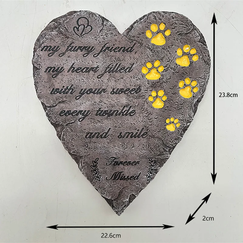 Personalized Pet Memorial Stone Custom Dog Name Heart Shaped Paw Print Grave Marker for Cat Dog Memorial Tombstone Pet