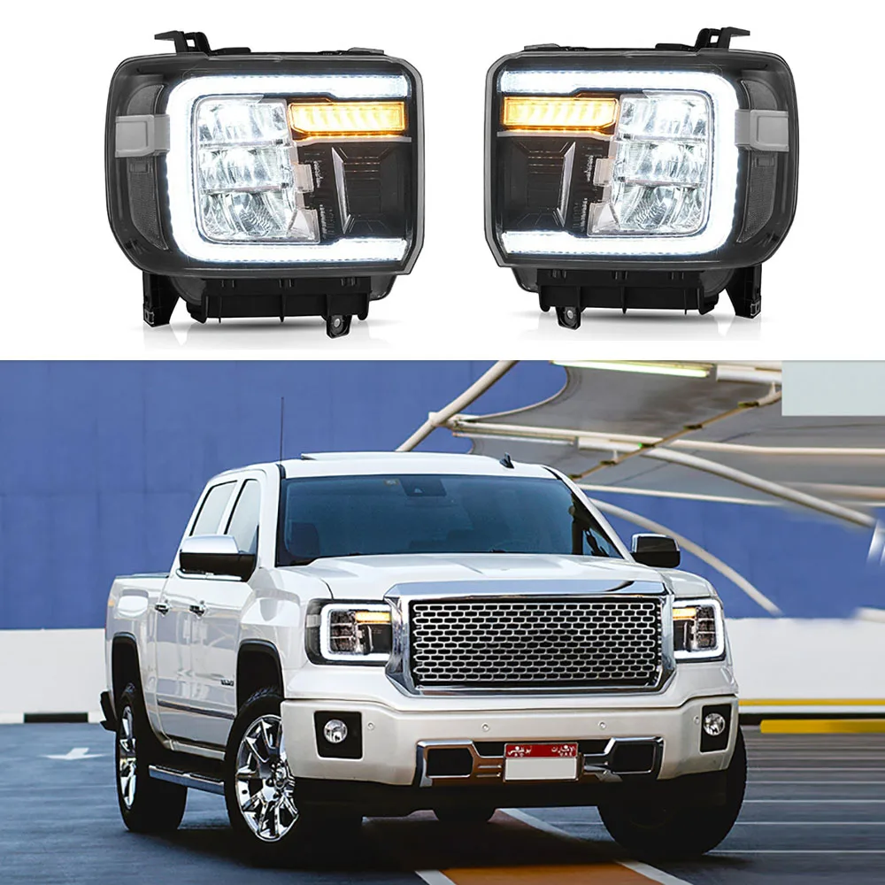 

Car Full LED Headlights Modified Front Headlamp For GMC Sierra 1500 2014-2018 Sierra 2500HD 3500HD 2015-2019 Head Lights