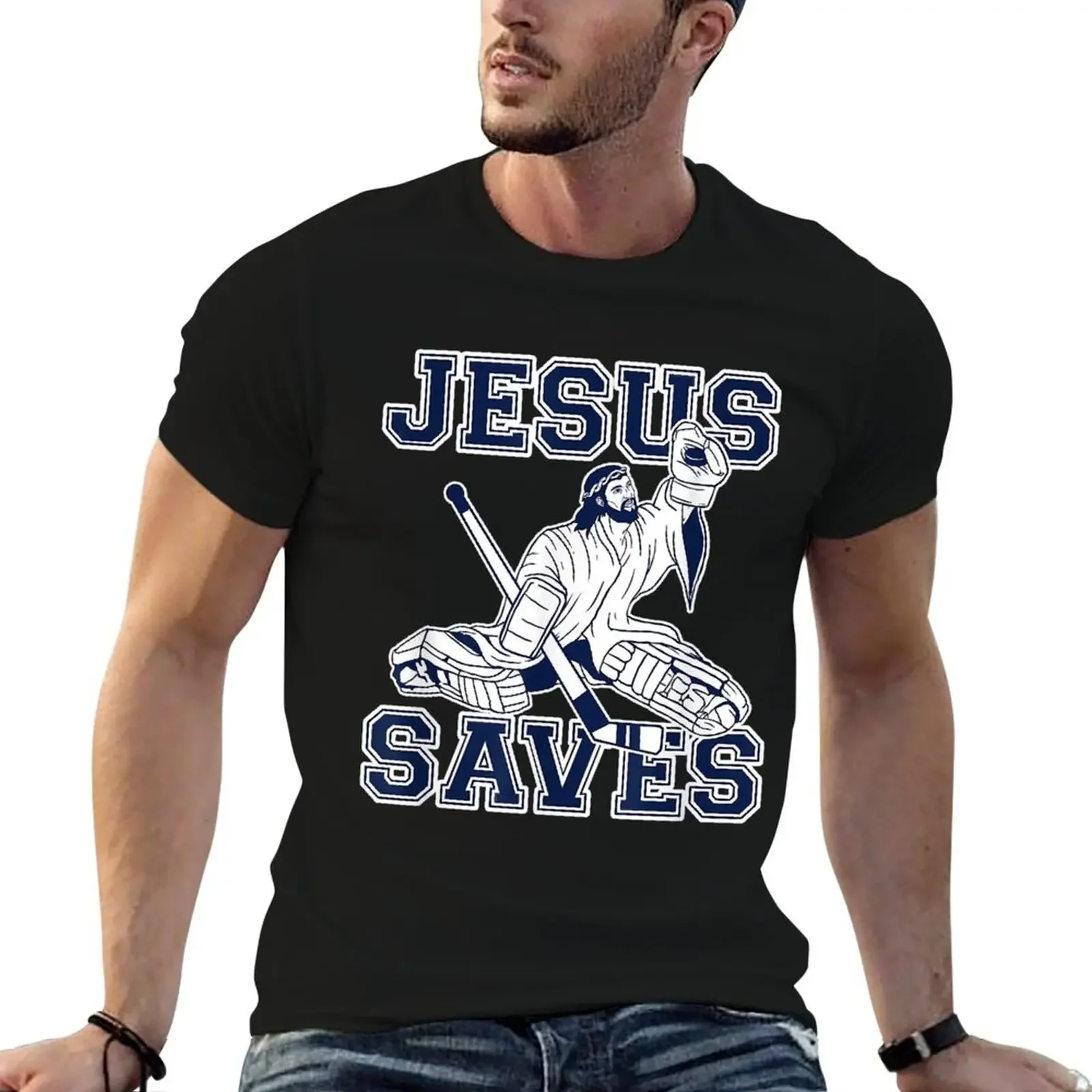 

Funny Hockey Shir - Jesus Saves Shir - Goalie Shir T-Shirt new edition anime stuff customizeds men graphic t shirts