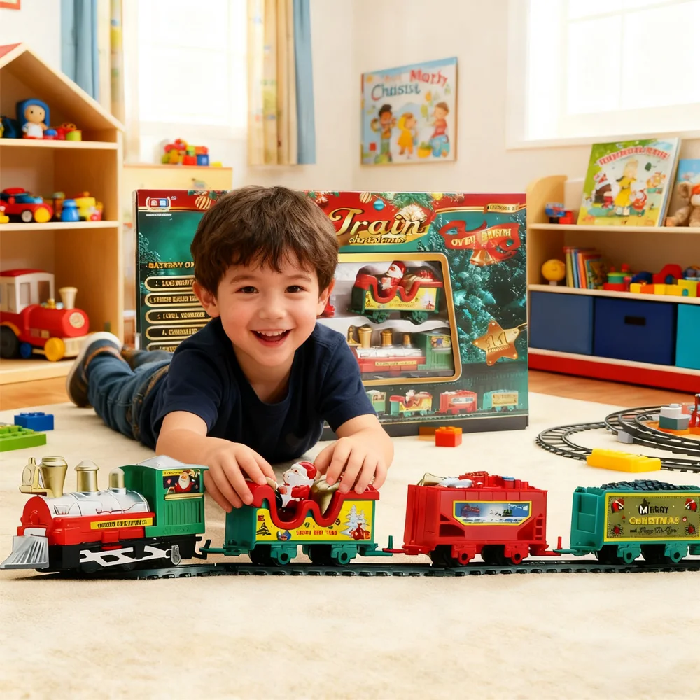 Nieuwe Hot Elektrische Kerst Trein Speelgoed Kerst Mini Trein Speelgoed voor Kinderen Kerst Trein Speelgoed Verjaardag Kerstcadeaus