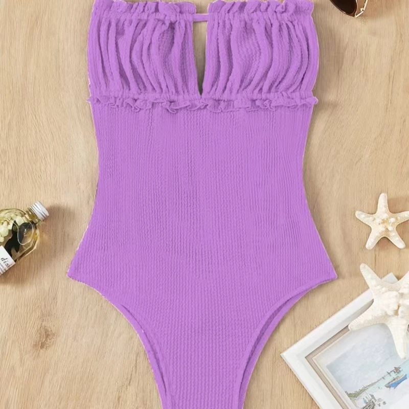 

one-piece Women's Elegant Retro Purple Backless Swimsuit - High Stretch Bathing Suit one-piece slim solid swimsuit for women ﻿