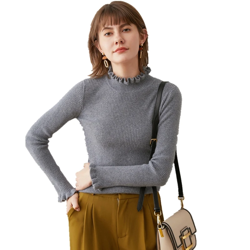 เสื้อสเวตเตอร์ไหมพรมถักทรงเข้ารูป คอเต่า สำหรับผู้หญิง ใส่สบาย ช่วยให้ดูผอมลง เหมาะสำหรับฤดูใบไม้ร่วงและฤดูหนาว
