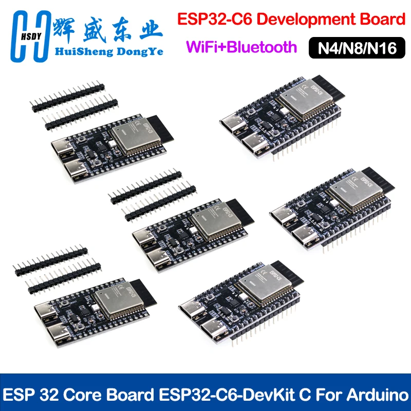 ESP32-C6 ESP32 WiFi+Bluetooth Internet Of Things Dual Type-C Development Board ESP 32 Core Board ESP32-C6-DevKit C For Arduino