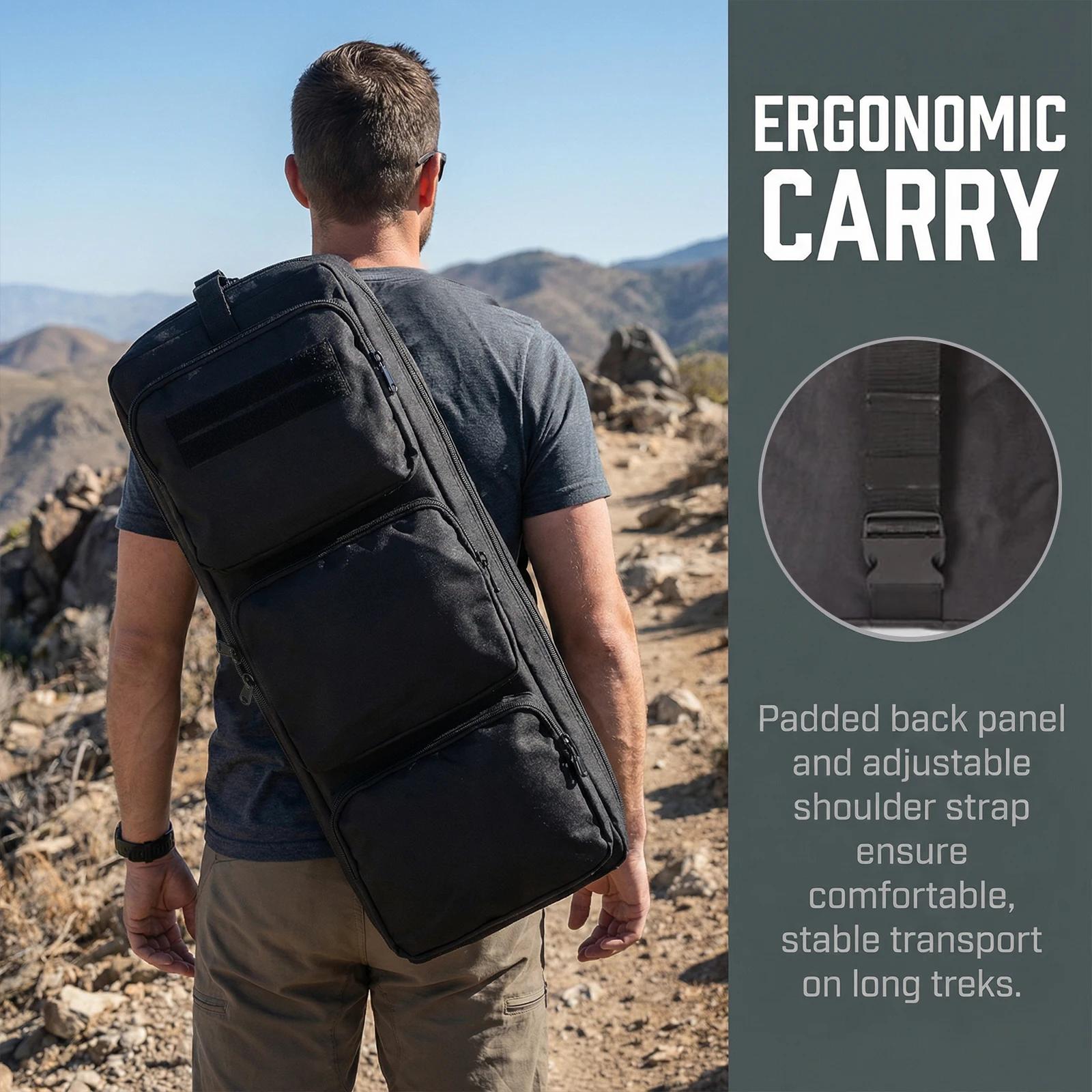 Fishing Sling Tackle Bag Nylon 600D PVC Gift for Men Camping(Black)