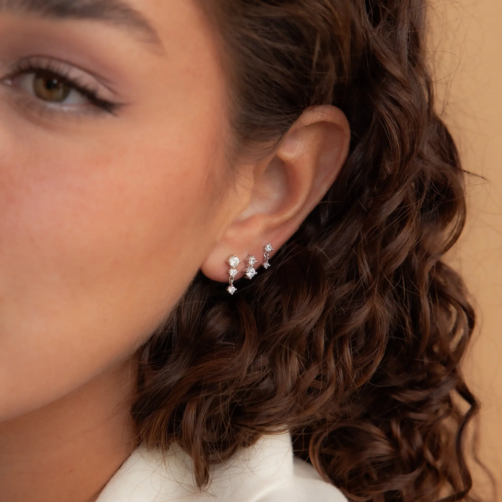 3PCS Casual Cubic Zircon Tassel Hanging Stud Earrings Set for Women Girls Dainty Zircons Tiny Piercing Ear Helix Jewelry Gifts