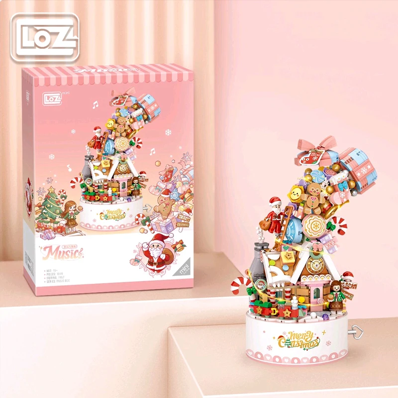 Loz Christmas Building Blocks Music Box Cabin Music Box Small Particle Assembly Toys Christmas Gifts for Boys and Girls