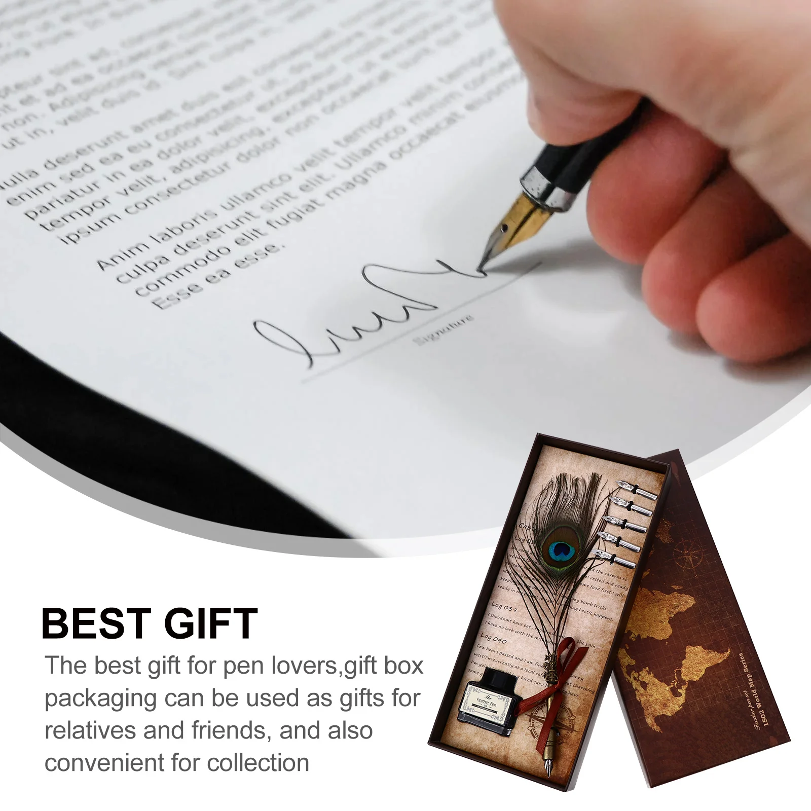 

1Set Dip Pen Natural Material Calligraphy Stationery Smooth Ink Flow Writing Practice Tool