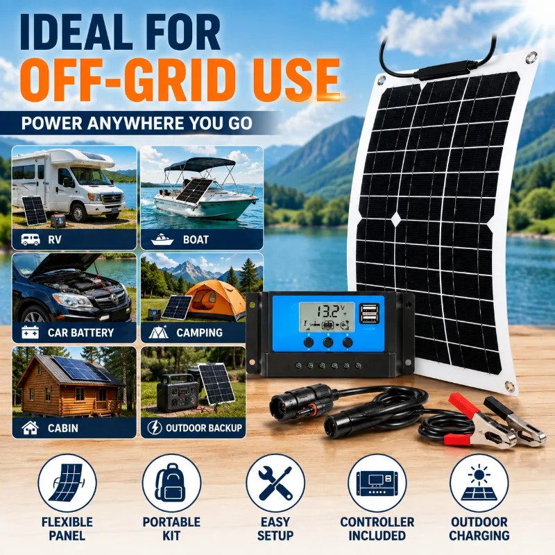 15W Solar Panel Kit with Controller 18V Solar Battery Charger for Car Boat Yacht Marine RV Auto Battery Maintenance