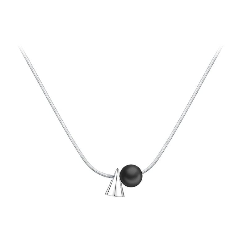 

925 sterling silver black agate necklace new popular high-grade collarbone chain light luxury