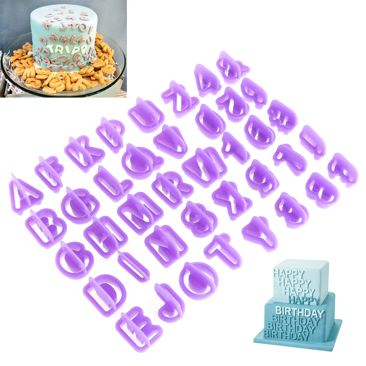 

40Pcs Alphabet Number Letter Cookie Cutters Set Mold Fondant DIY Tools Food Grade Plastic Lfgb Safe Non Stick Dishwasher Baking
