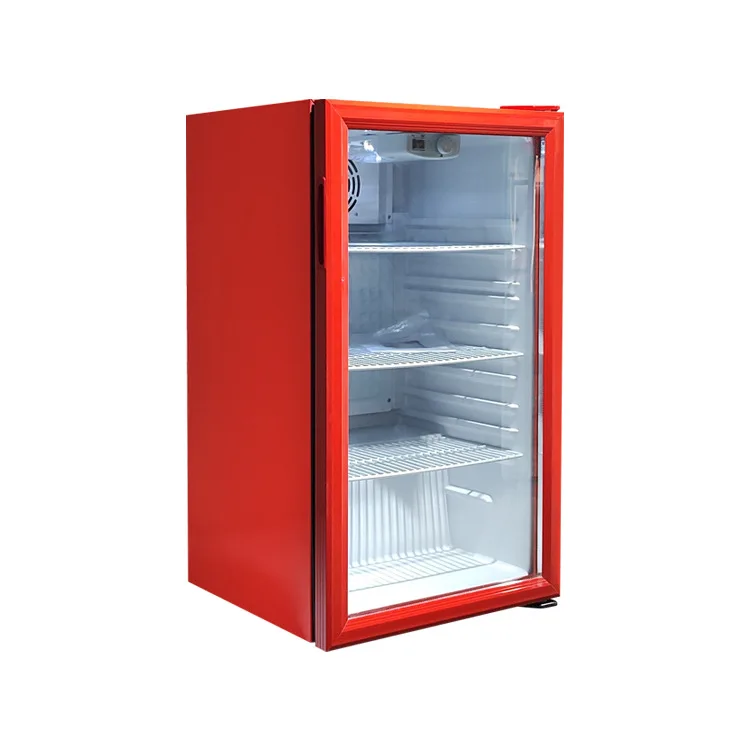 Single Glass Door Display 90L Adjustable Shelves Mini Solid Door Fridge Hotel Mini Bar Compact Beverage Chiller