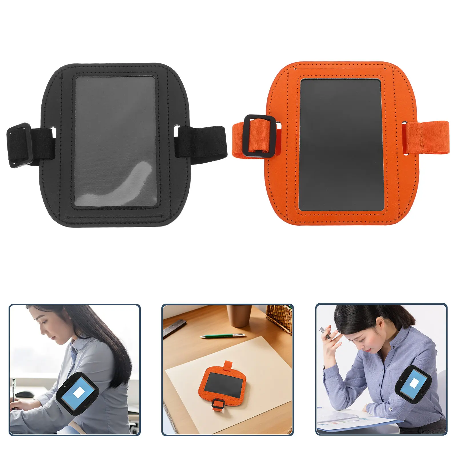 2Pcs Elastic Adjustable Id Badge Holder Armband Waterproof Card Case for Office Security Work Staff Travel Outdoor