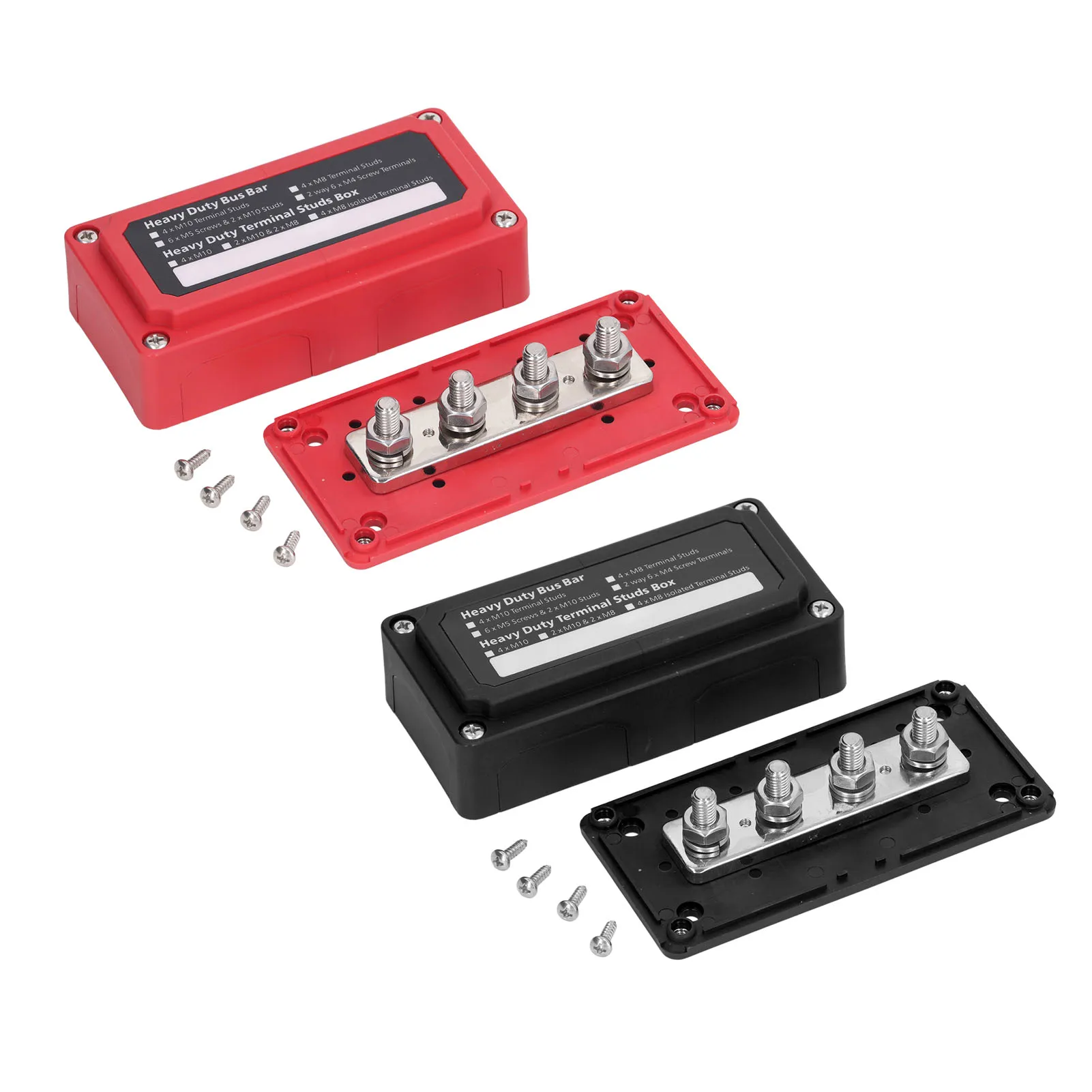 48V 300A Bus Bar Box with Screws M10 Terminal Studs Power Junction Distribution Block Busbar Box