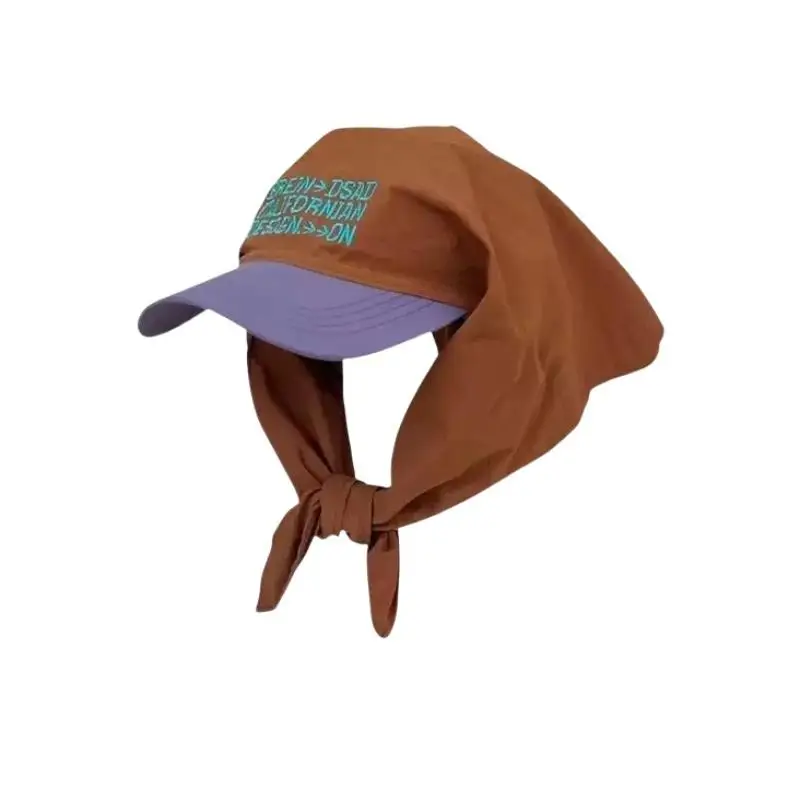 

Korean Strap Headscarf Cap Women with Sun Visor Hip Hop Style Pastoral Triangular Cap for Outdoor Summer Use