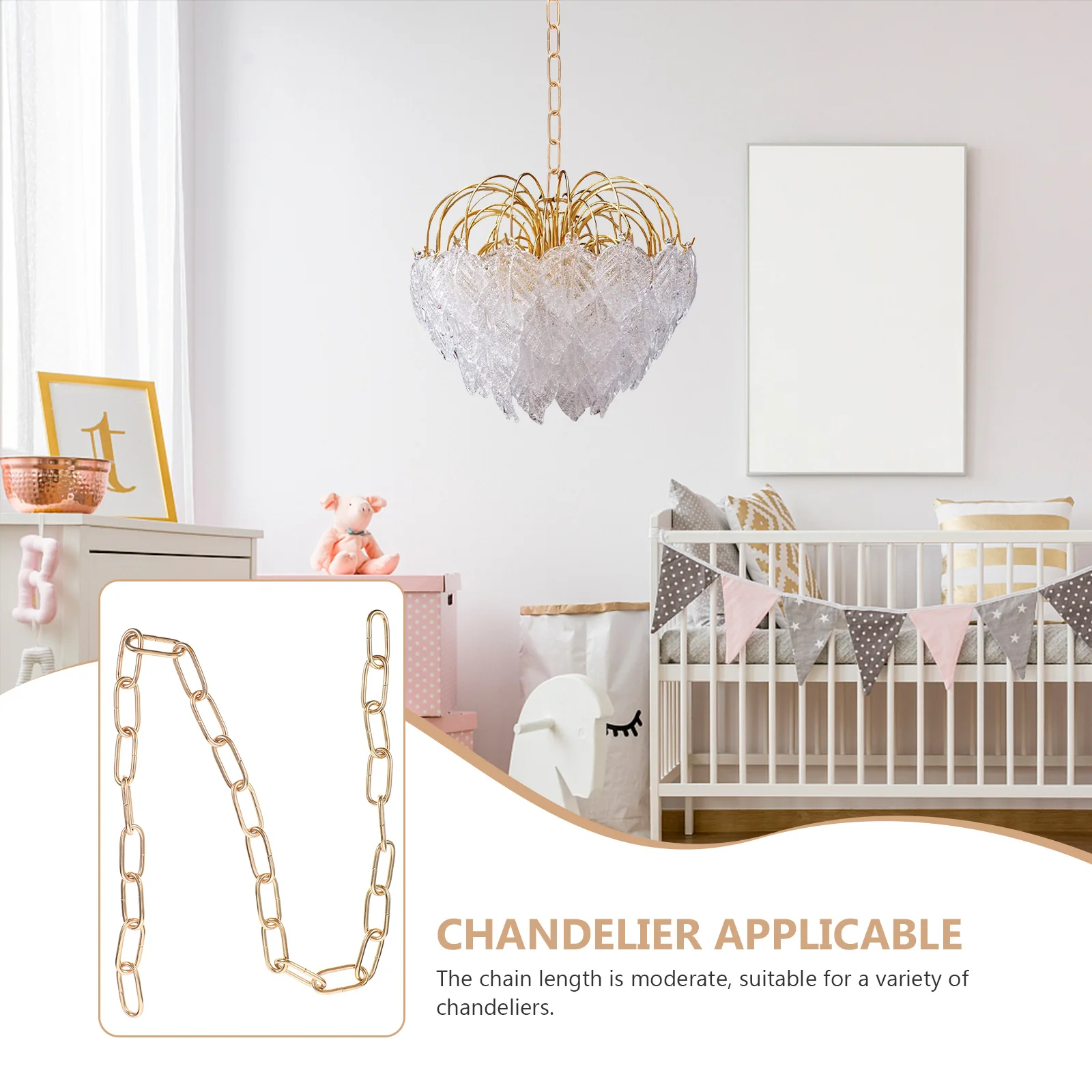 

1Pcs Lighting Accessory Chain Chandelier Lamp Iron Art Hanging Light Chain Decor Moderate Length Reliable Performance