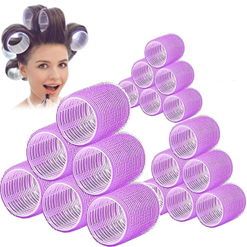 49pcs/set Self-Grip Hair Rollers Heatless Curlers No Heat Hair Bang Volume Self-adhesive Hook & Loop DIY Styling Tool