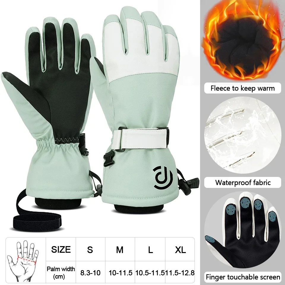 Waterproof Fleece Ski Gloves for Men and Women, Touch-Screen, Snowboard, Snowmobile, Cycling, Skiing, Winter